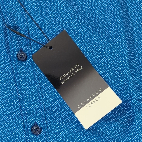 NEW CALABRUM LINDON Blue Dress Shirt Classic Style, New With Tags, Beautiful!!? - Picture 3 of 12